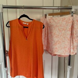 Puma Peach and White Floral-Print Athletic Skirt